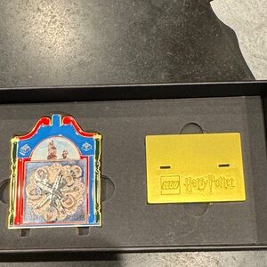 LEGO Vibrant Clock Pin with Gold Plaque